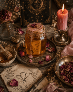 rituel pot de miel wicca douceur relation bougie rose
