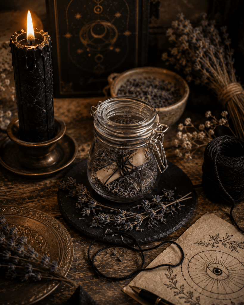 Rituel pour bannir la peur 1 rituel wicca bannir la peur bougie noire lavande bocal